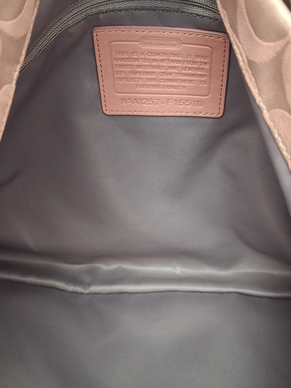 Coach Pink Signature Monogram Tote with Charm - Picture 4 of 5